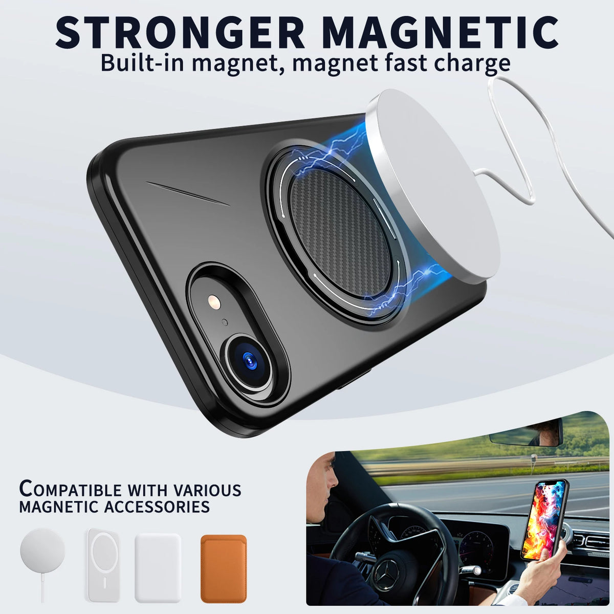 Phone Case For iPhone 17E 16E 360° Rotating Magnetic Stand Holder For Magsafe Deluxe Shockproof Bracket Covers Armor Fundas