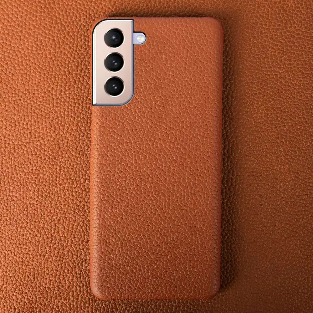 For SAMSUNG S21 CASE Litchi Texture Genuine Leather Cases S26FE S25Ultra S224 Plus S23 S22 Phone Cover Coque Protective Shell