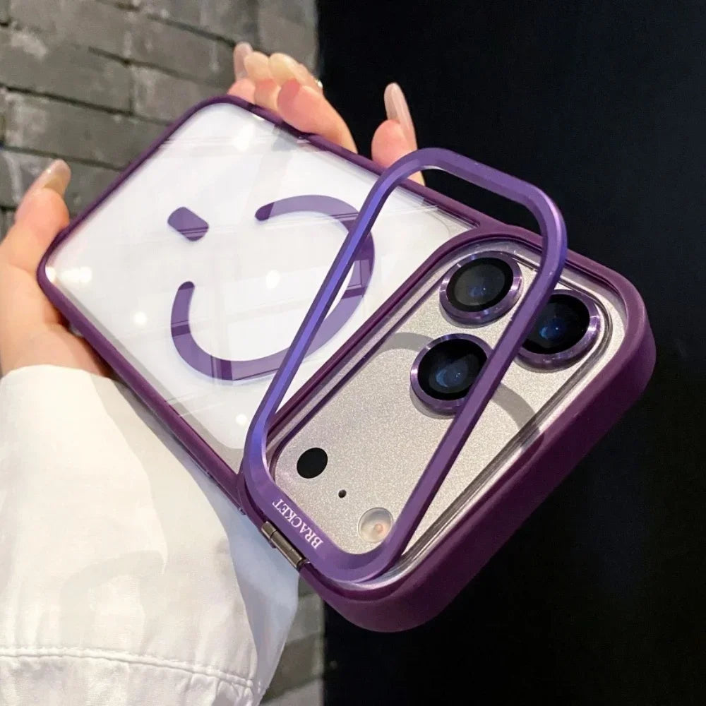 Magnetic Clear Phone Case for Apple iPhone 17 Air 16 15 14 Plus 13 12 11 Pro Max Transparent Camera Kickstand Protective Cover