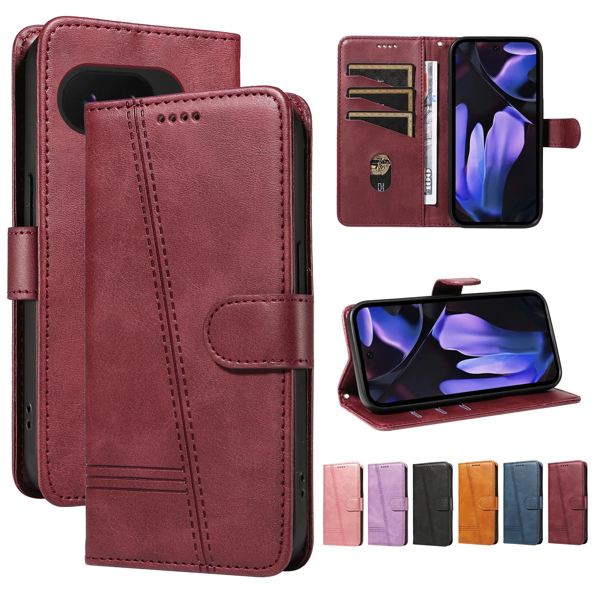 Magnetic Wallet Flip Leather Case For Google Pixel 11 10A 10 9 8 7 Pro XL 9A 8A 7A Phone Cover Shockproof With Card Slots T LINE
