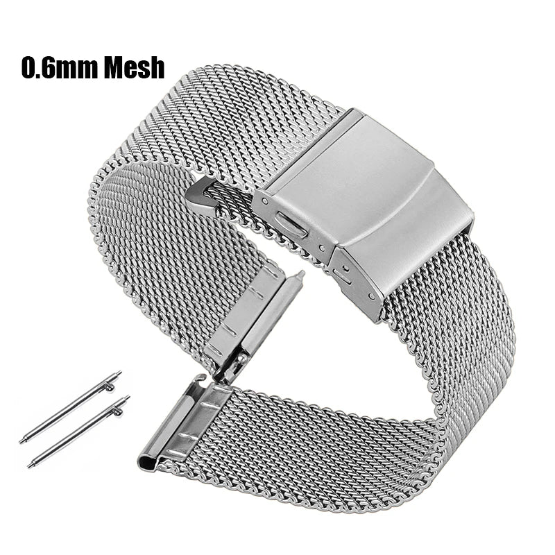 Metal Milanese Strap 1.0mm 0.6mm Mesh Bracelet Stainless Steel Watchband for IWC for Omega 12/14/16/18/20mm 22mm 24mm Wristbands
