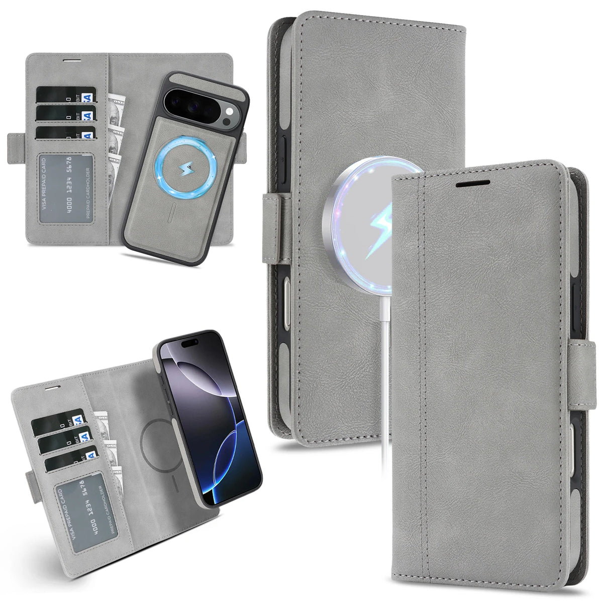 Wireless Charging Magnetic Phone Case For Google Pixel 10Pro XL 9Pro 10 9 9A Magsafe Wallet Case Phone Cover Cash Cards Slot