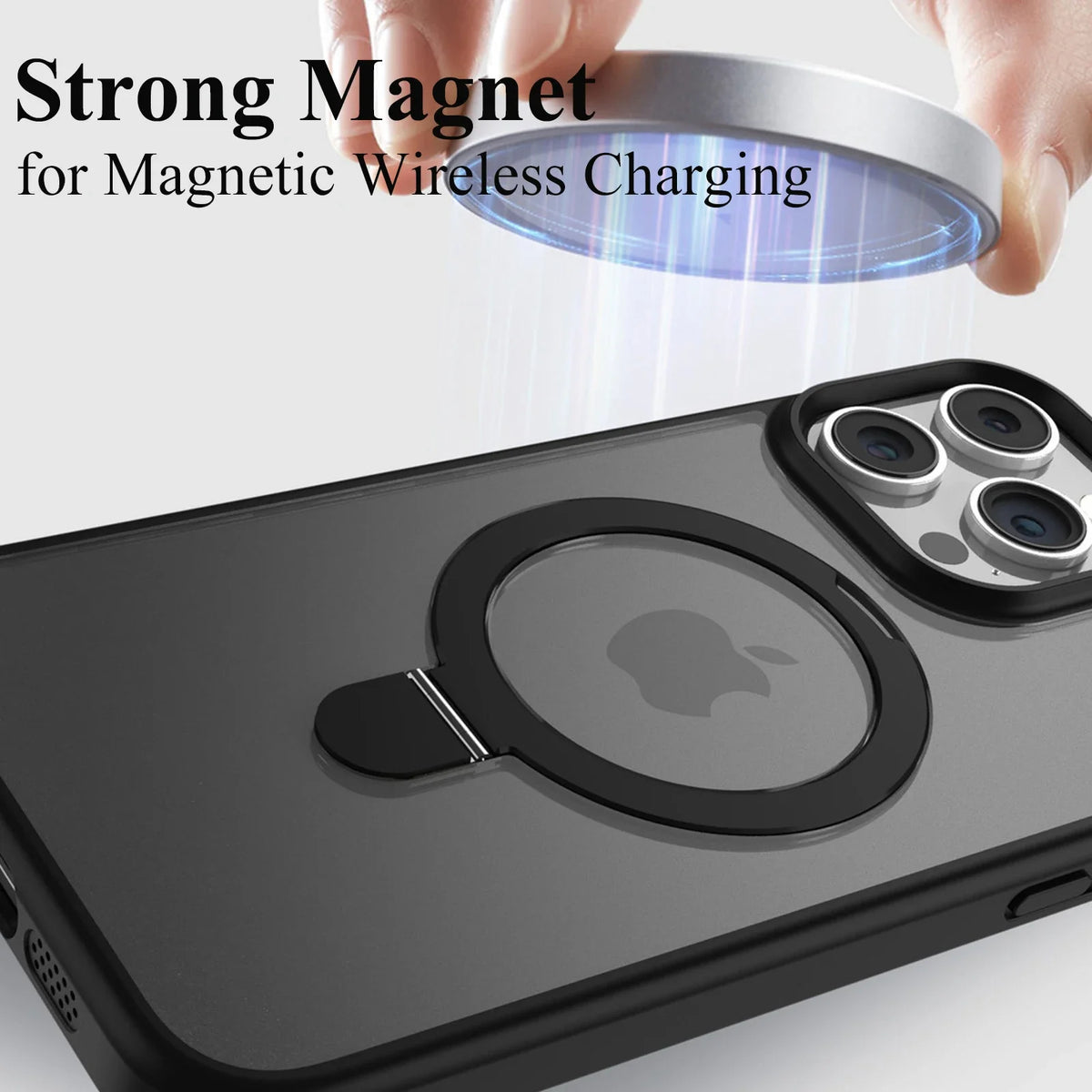 Magnetic Mobile Phone Case with Ring Stand for iPhone 17 16 15 14 Pro Max Plus 13 12 11 Cases Translucent Cover with Protector
