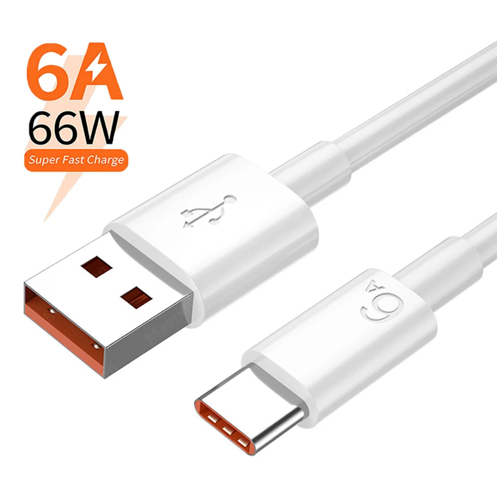 6A 120W USB C Cable Super Fast Charging Data Cord Phone Charger Cable For Huawei Mate 40 50 Samsung Xiaomi PD Type C Quick Cable