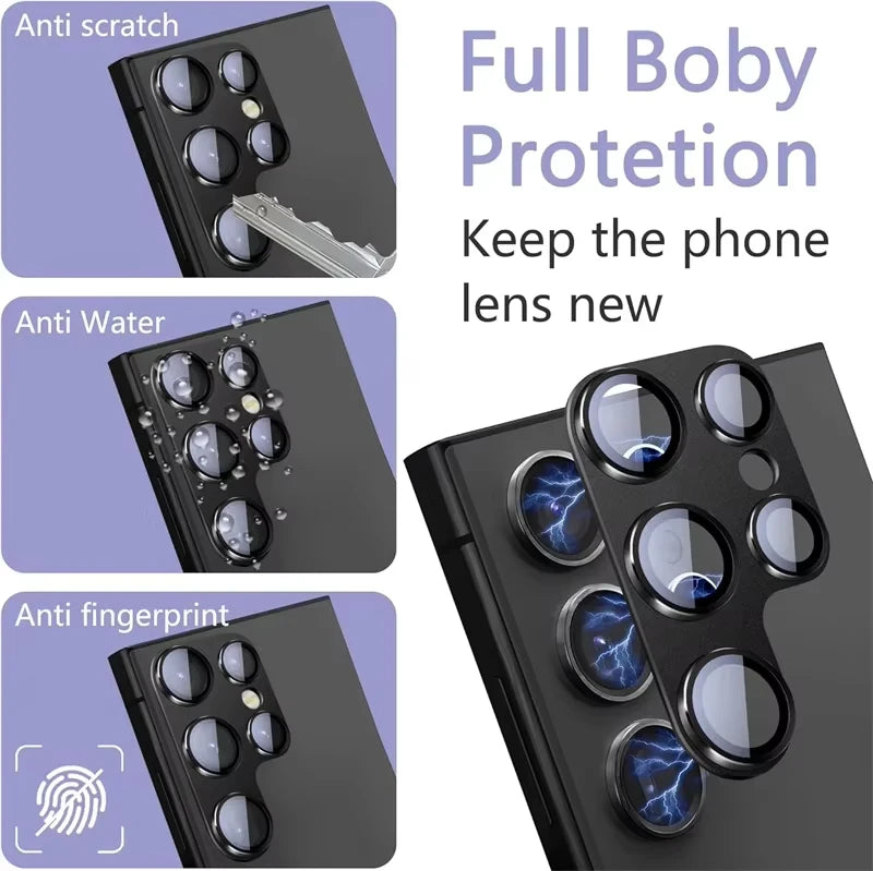 Metal Camera Lens Glass Protector For Samsung S25 S24 Ultra S23 Ultra Full Cover Lens Camera Glass For Galaxy S25 S24 S23 Plus