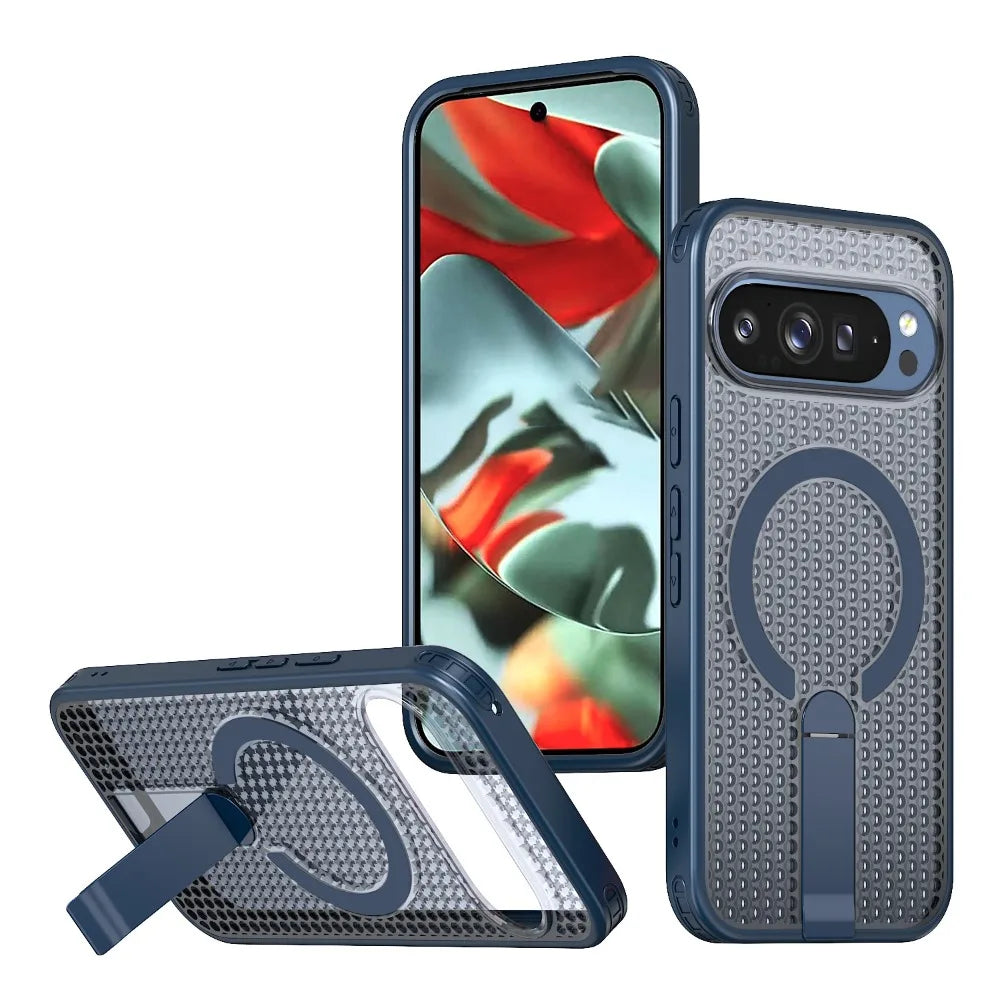 Magnetic Bracket Cooling Shockproof Phone Case For Google Pixel 11 10 9 Pro XL 10A 9A Mesh Ventilation Wireless Charging Cover
