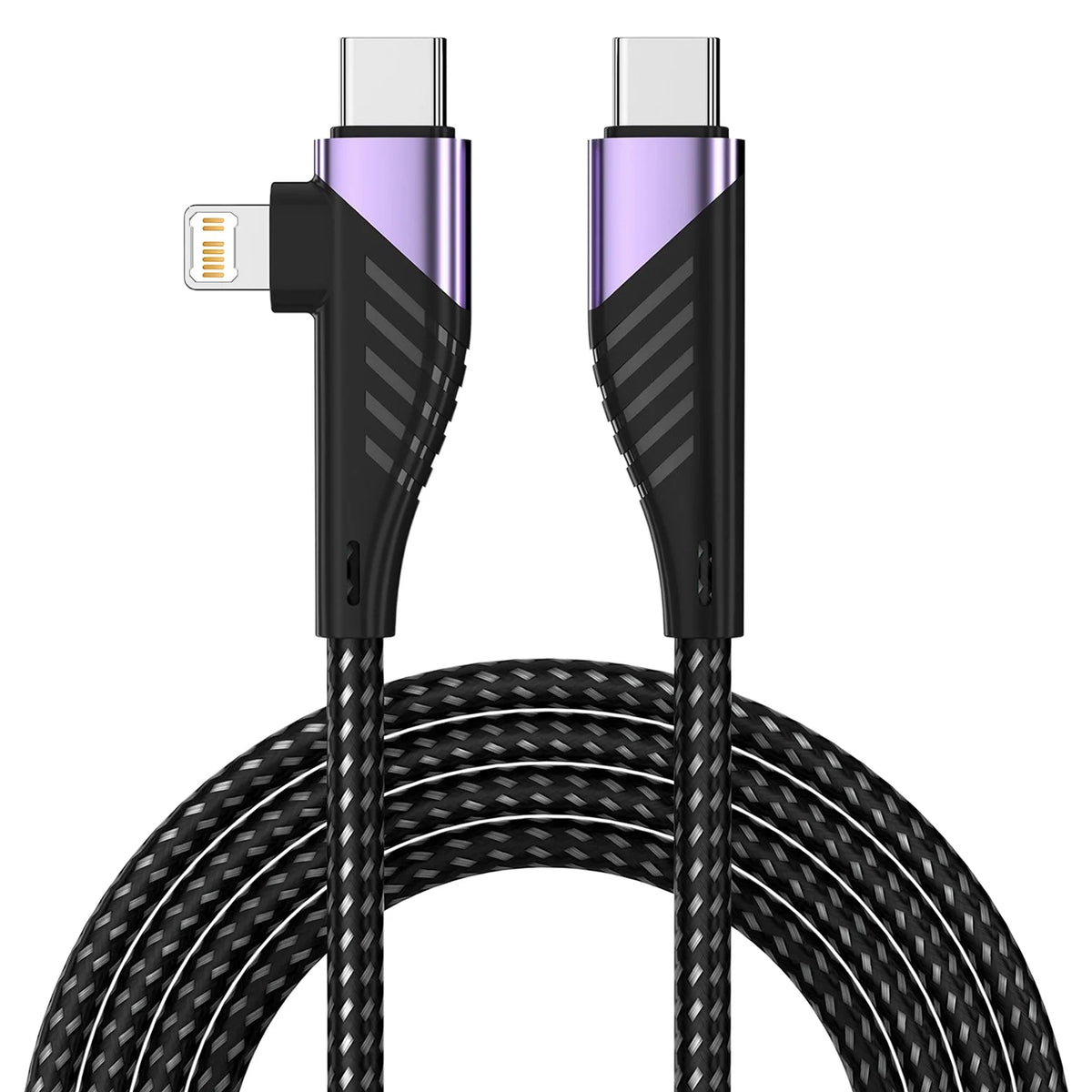 240W PD 2 in 1 Type-C Cable 90 Degree Angle Type C/Lightning Fast Charging Cable For iPhone 16 15 14Pro Max iPad Xiaomi Huawei