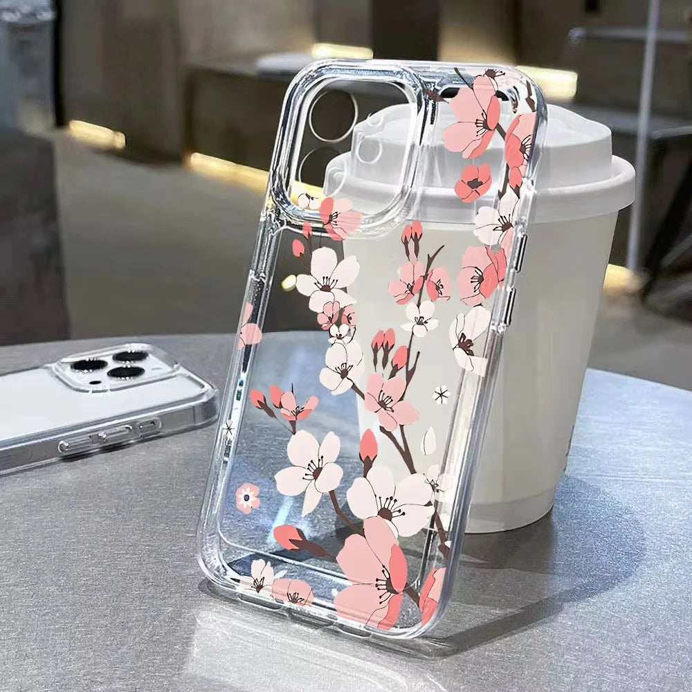Lotus Flower Transparent Phone Case For iPhone 17 13 16 Pro 18 15 11 12 14 Pro Max 7 8 Plus Air 16e XR SE Shockproof Cover Coque