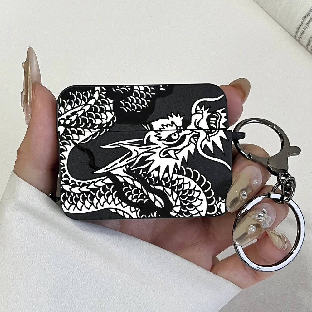 Black Dragon Design Earphone Cases for Airpods Pro3/Pro2/Pro For Apple Bluetooth Headset Case Protective Cover Airpods 1/2/3/4