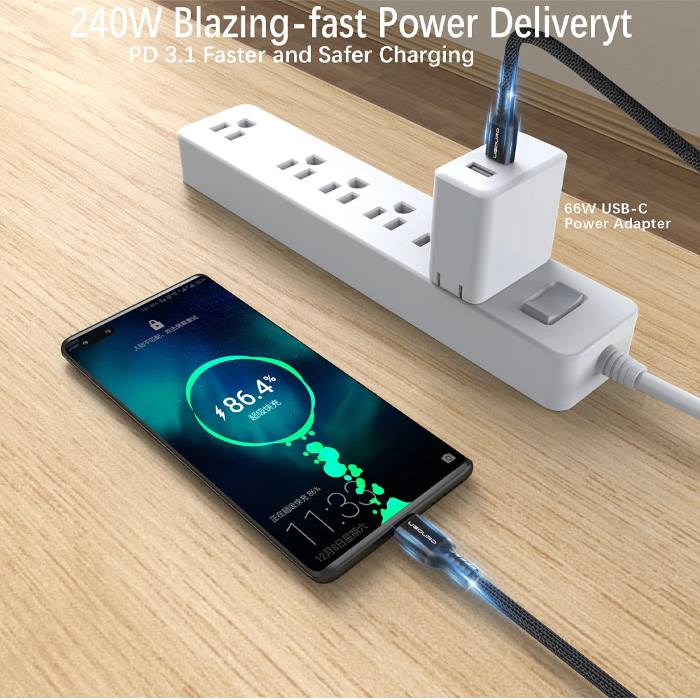 Full Function 20Gbps Type C Cable USB3.2 Gen2 *2 USB C 20G Data Transfer Cord USB 3 240W Fast Charge Cable 4K For Hub 0.2m 3m 5m