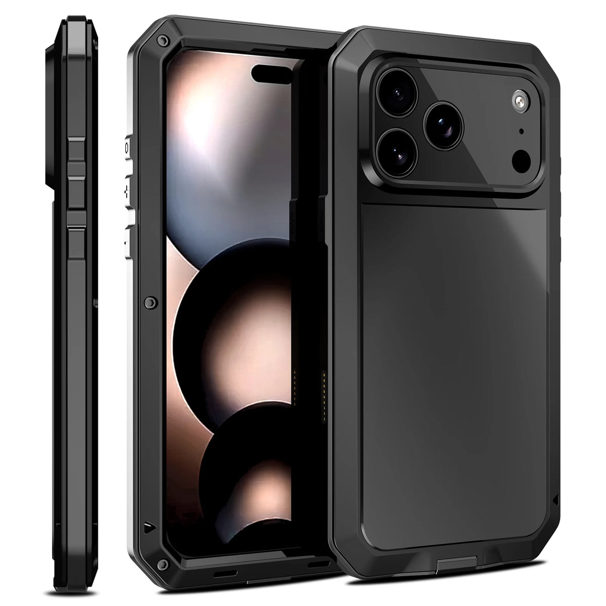Luxury Heavy Duty Case For iPhone 18 17 16 Pro Max Plus Metal Heavy Duty 360 Full Body Shockproof Armour Protective Cover Fundas