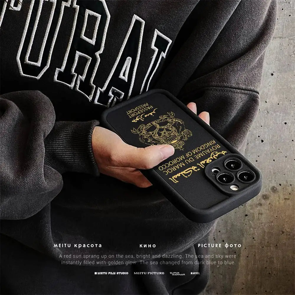 Morocco Passport Phone Case Silicone Phone Case For iPhone 17 Air 17 16 15 14 13 12 11 Plus Pro Max Shockproof Soft Cover