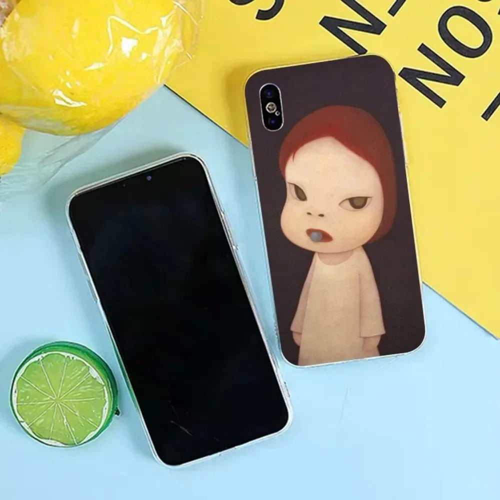 Yoshitomo Nara Phone Case for iPhone 17 16 15 14 13 12 11 Pro Mini MAX Plus XR Silicone Transparent Soft Cover