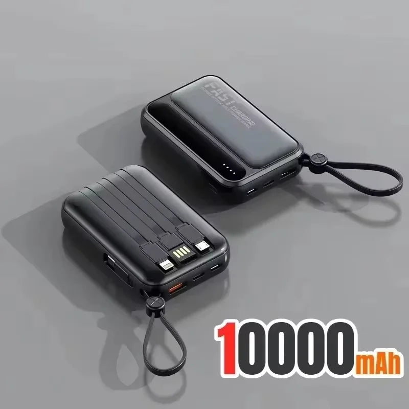 Lenovo 500000mAh Fast Charge Power Bank Portable Large Capacity 4 Built‑in Cables Backup Battery for Smartphones Daily Outdoor