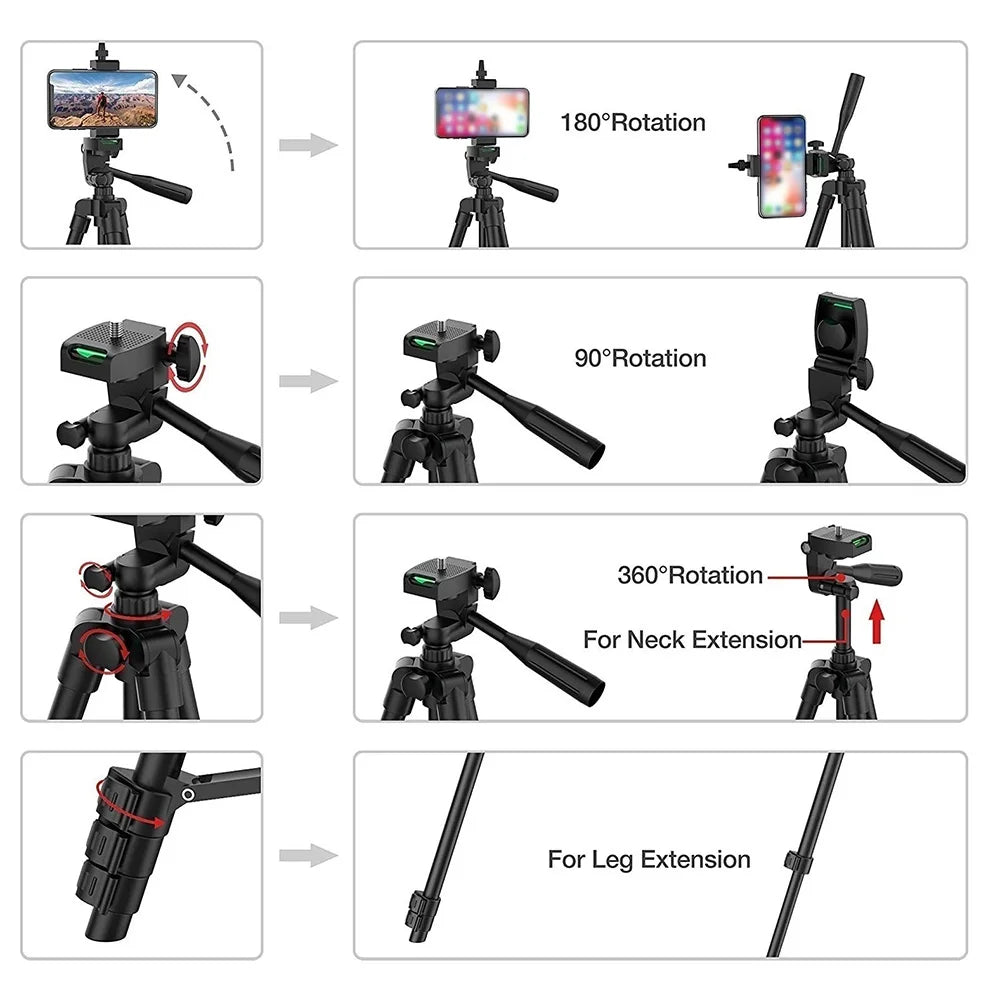 Phone Tripod Stand with Bluetooth Remote Aluminum Universal Camera Gopro Phone Photography Holder Recording Mobile Live Tripod