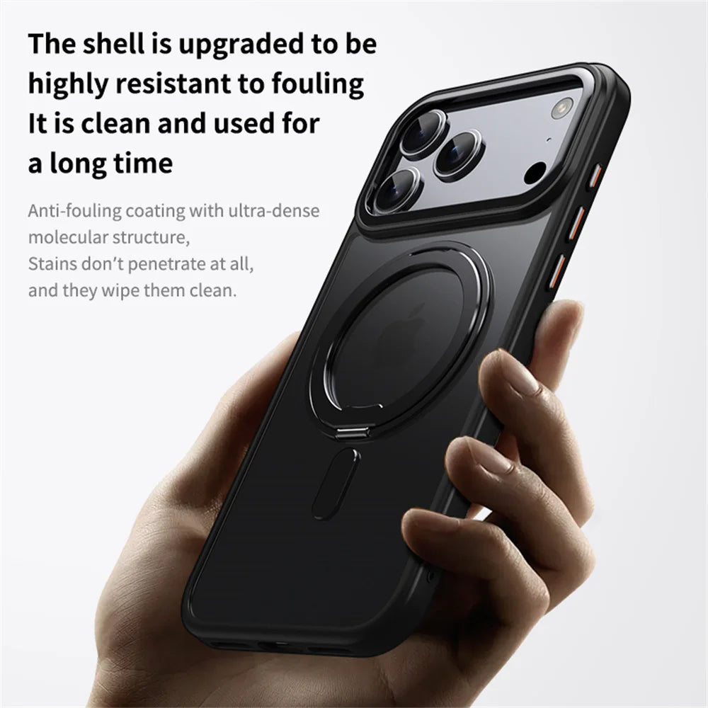 Luxury For Magsafe 360 Rotating Magnetic Stand Phone Case for iPhone 17 16 15 Pro Max 14 13 12 11 Metal Ring Fold Bracket Cover