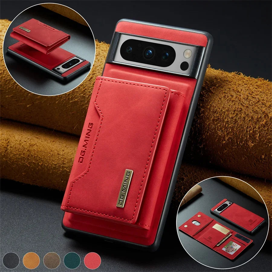Luxury Magnetic Leather Wallet Case for Google Pixel 9 Pro 8 7 7A 6 6A Fold Pixel9 XL Pixel7 Kickstand Credit Card Holder Cover