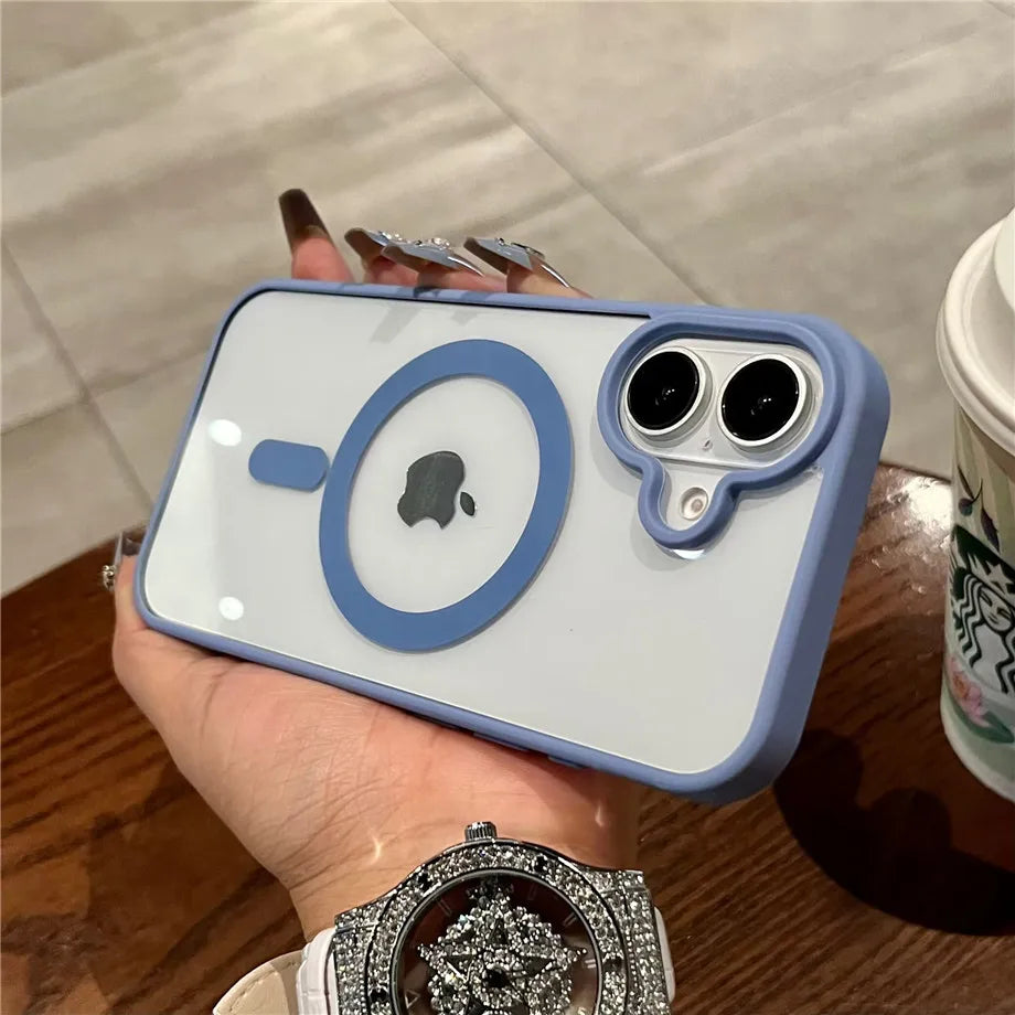 Luxury For Magsafe Transparent Case For iPhone 11 12 13 14 15 16 17 Pro Max Mini Plus Magnetic Wireless Charge Bumper Case Cover