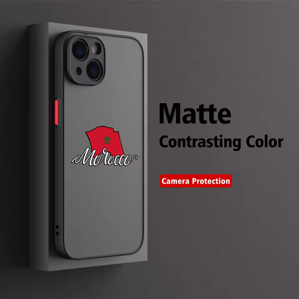 Moroccan Passport Map Matte Transparent For iPhone Case 17 16 15 14 13 12 11 Pro XR XS Max 7 8 Plus Anti-Drop Phone Y2K Cover