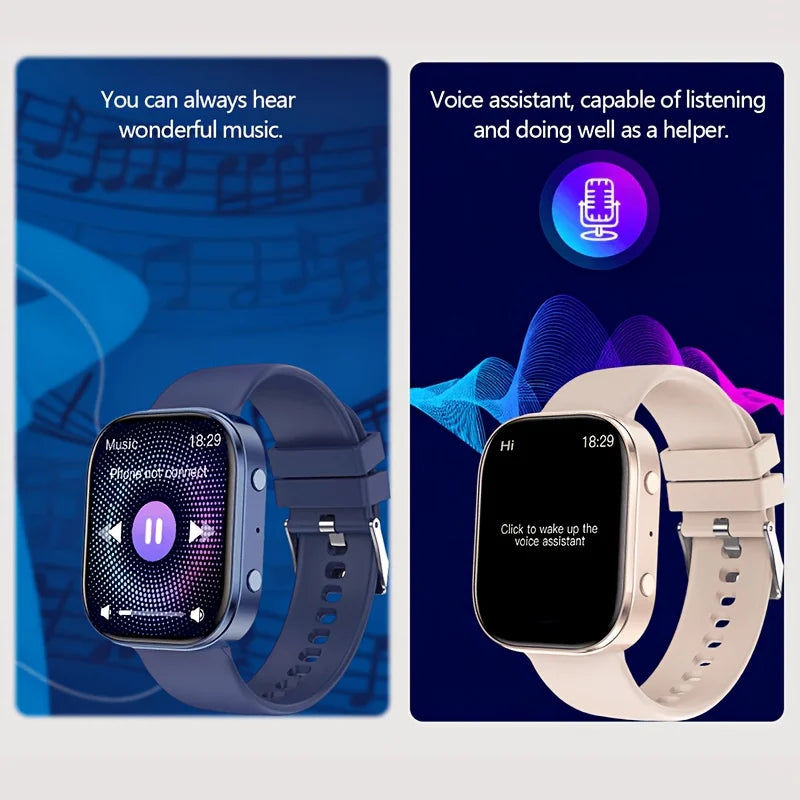 Smart Watch With Wireless Calling, 1.88 TFT Display, Multiple Sports Modes, Call and Message Notifications, AI Voice Control, Sleep & Music Monitoring, Remote Camera, Alarm Clock, Calculator, USB Rechargeable Lithium Polymer