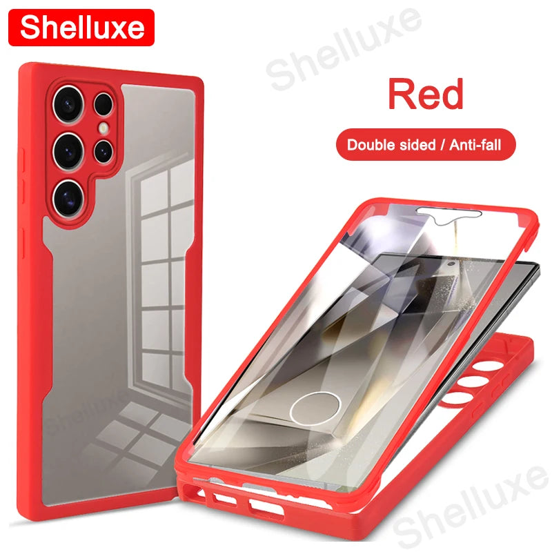 360 Full Body Front+Back Case Shelluxe For Samsung Galaxy S26 S25 Edge S24 S23 Ultra S22 Plus S21 FE Silicone Double Sided Cover