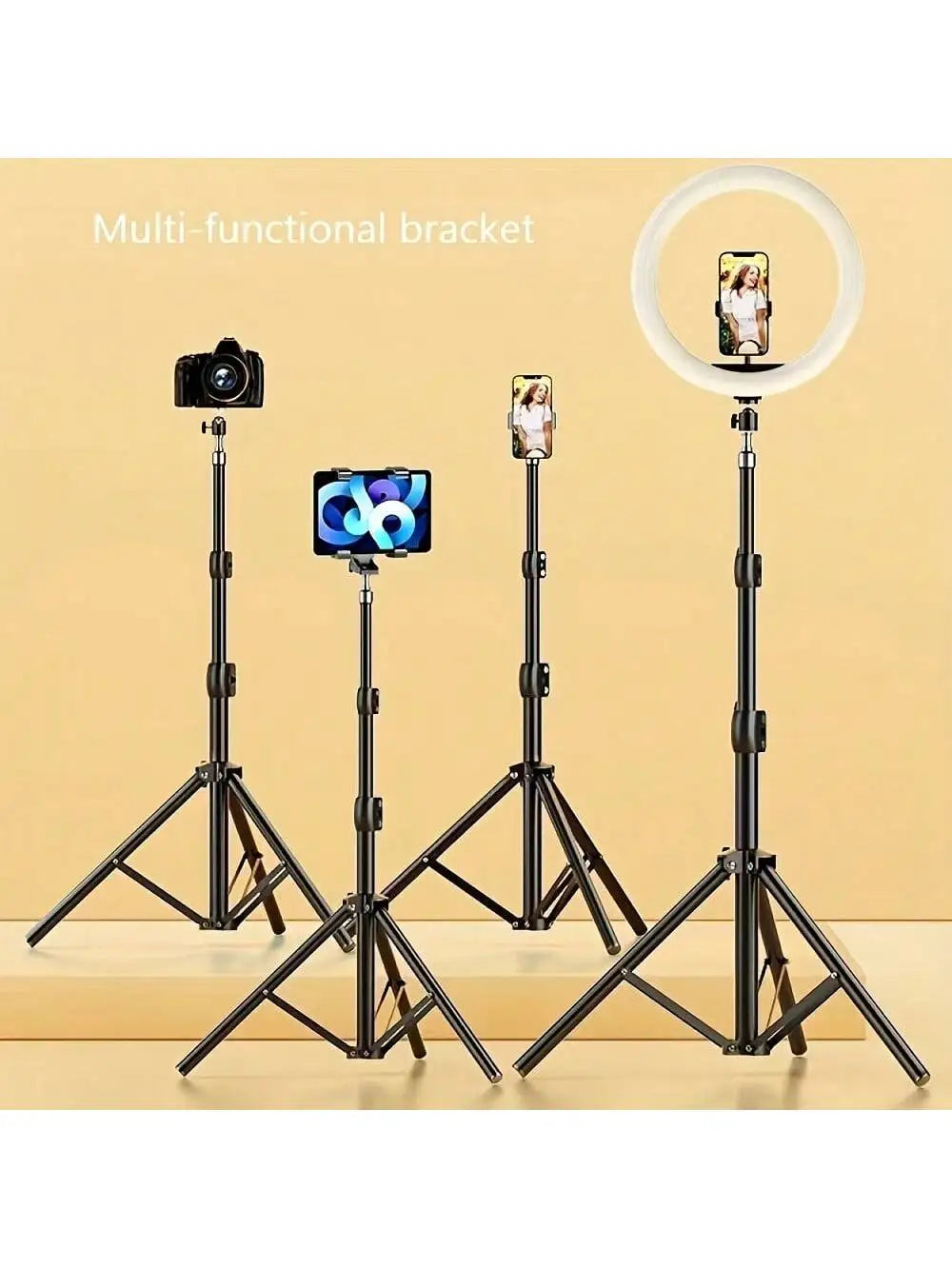 1pc 63-inch With Foldable Tripod & Phone Holder Clip 160.02 Cm Multifunctional Tripod, Tripod For Phone And Camera