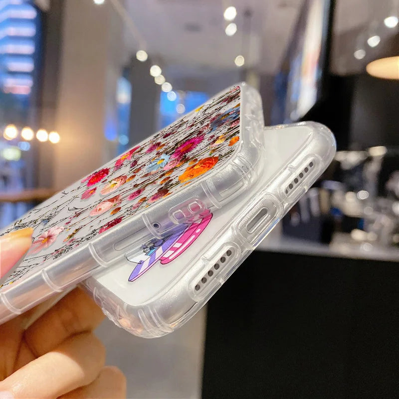 Flower Phone Case For iPhone 17 Case iPhone 15 13 14 18 11 12 16 Pro Max 7 8 Plus 13 Mini XR SE Soft Silicone Transparent Cover