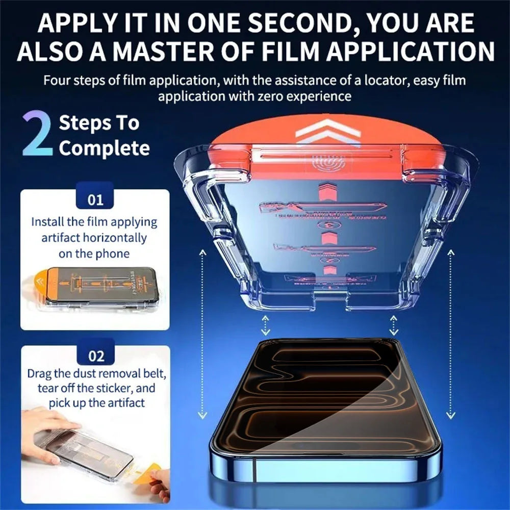 3-1Pcs Dust Free Installation Privacy Screen Protector For IPhone 17 16 14 11 12 13 15 Pro Max 16 Plus XR Air Anti-spy Glass Box