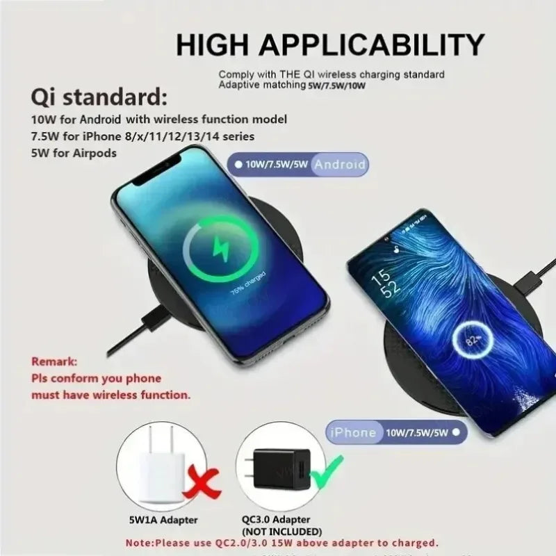 15W Fast Wireless Charger Pad For iPhone 17 16 15 14 13 Pro Max For Samsung Galaxy S25 Xiaomi Wireless Charging Station Chargers