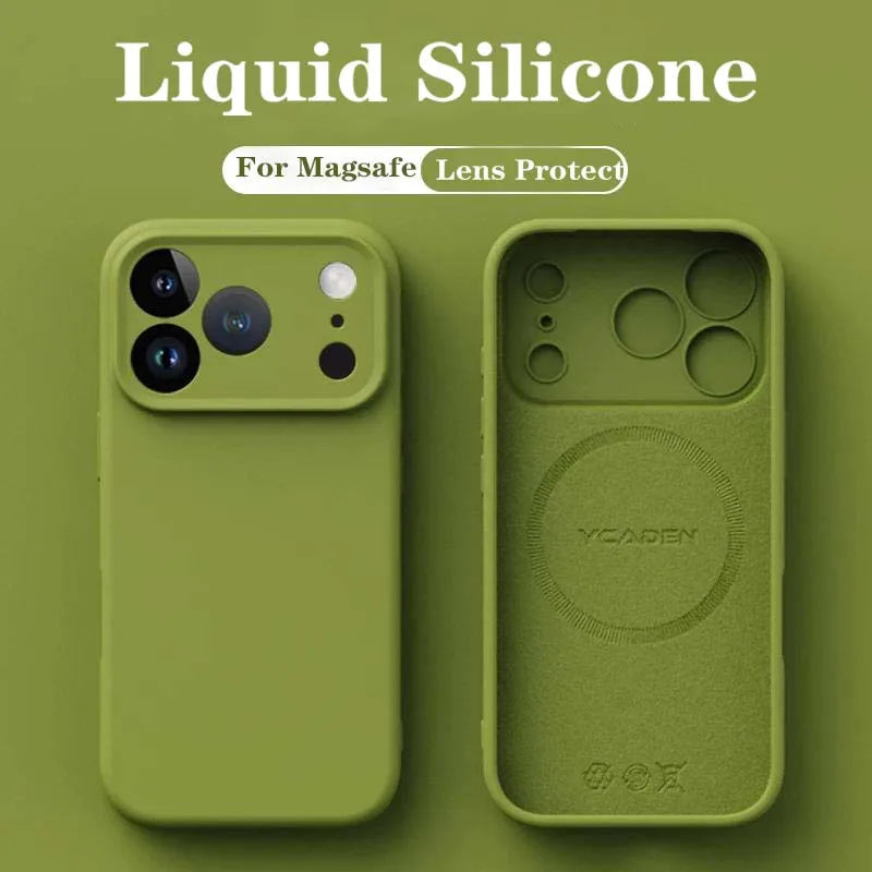 For iPhone 18 Pro Liquid Silicone Phone Case For iPhone 18 17 16 15 14 13 12 Pro Max Wireless Charging Skin Smooth Magsafe Cover