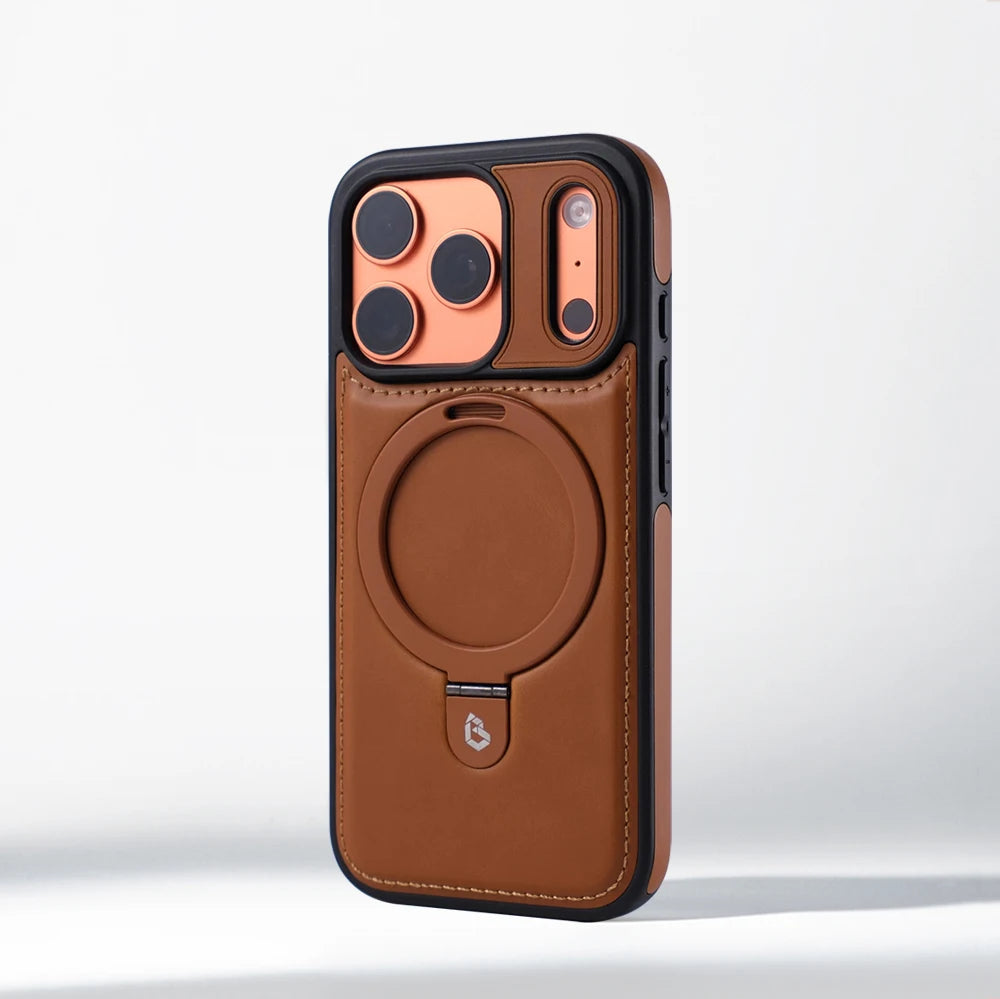 Magnetic Ring Stand PU Leather Shockproof Case For iPhone 18 17 Pro Max 16 15 14 13 12 Plus For Magsafe Wireless Charging Cover