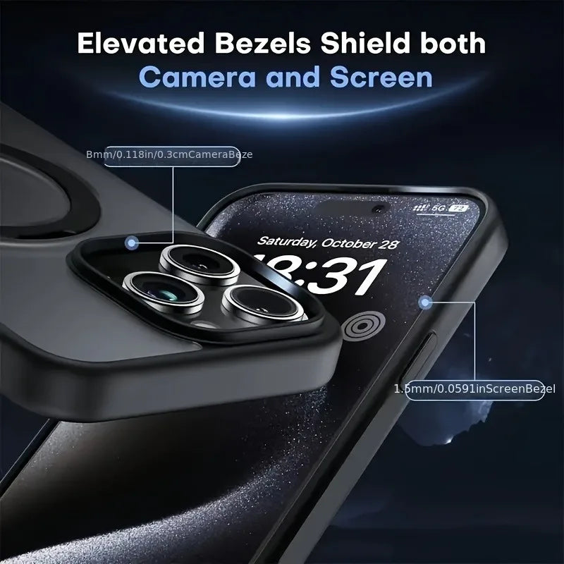 Luxury Magnetic Holder Armor Shockproof Wireless Charging Phone Case for iPhone 18 17 16 15 14 13 12 11 Pro Max Air Cases Cover