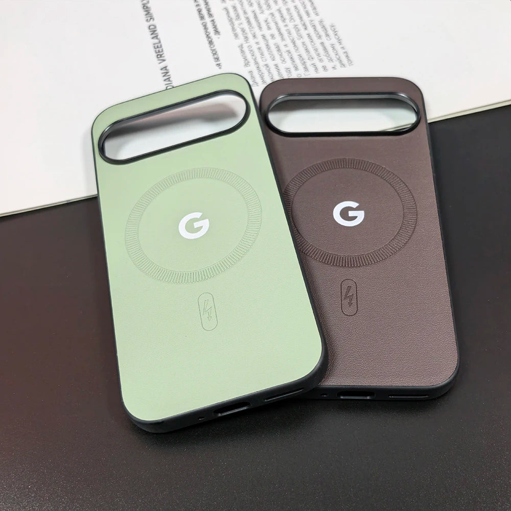 Solid Color Soft Leather for Magsafe Case for Google Pixel 10A 10 9 8 Pro XL 9A 8A Magnetic Wireless Charging Lens Protect Cover
