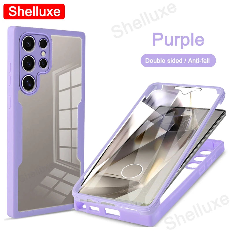 360 Full Body Front+Back Case Shelluxe For Samsung Galaxy S26 S25 Edge S24 S23 Ultra S22 Plus S21 FE Silicone Double Sided Cover