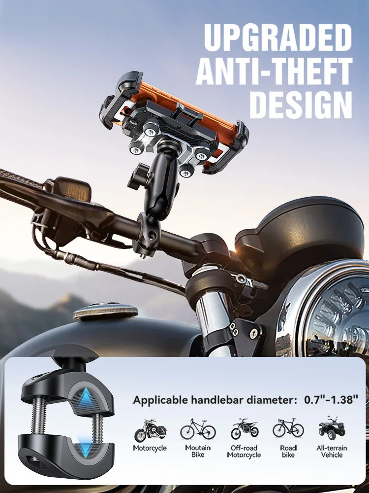 Joyroom Motorcycle Bike Phone Holder Mount with Vibration Dampener Universal Bike Phone Holder for Bicycle Scooter ATV/UTV