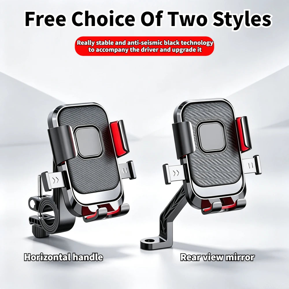 Motorcycle And Bicycle Mobile Phone Holder Free Rotation Mobile Phone Navigation Holder Riding Shockproof Universal For All Mode