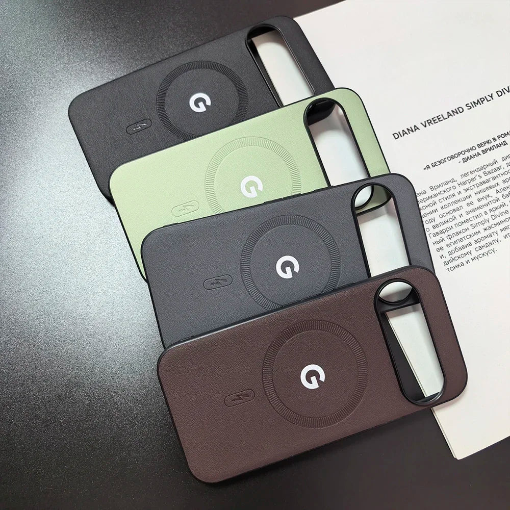 Solid Color Soft Leather for Magsafe Case for Google Pixel 10A 10 9 8 Pro XL 9A 8A Magnetic Wireless Charging Lens Protect Cover