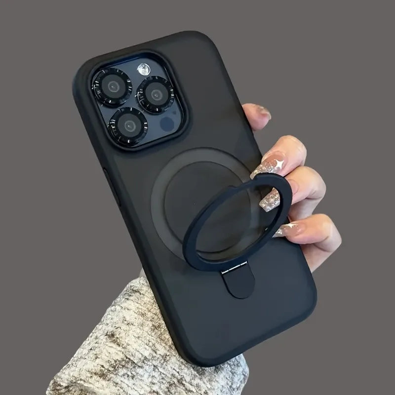 Luxury Magnetic Holder Armor Shockproof Wireless Charging Phone Case for iPhone 18 17 16 15 14 13 12 11 Pro Max Air Cases Cover