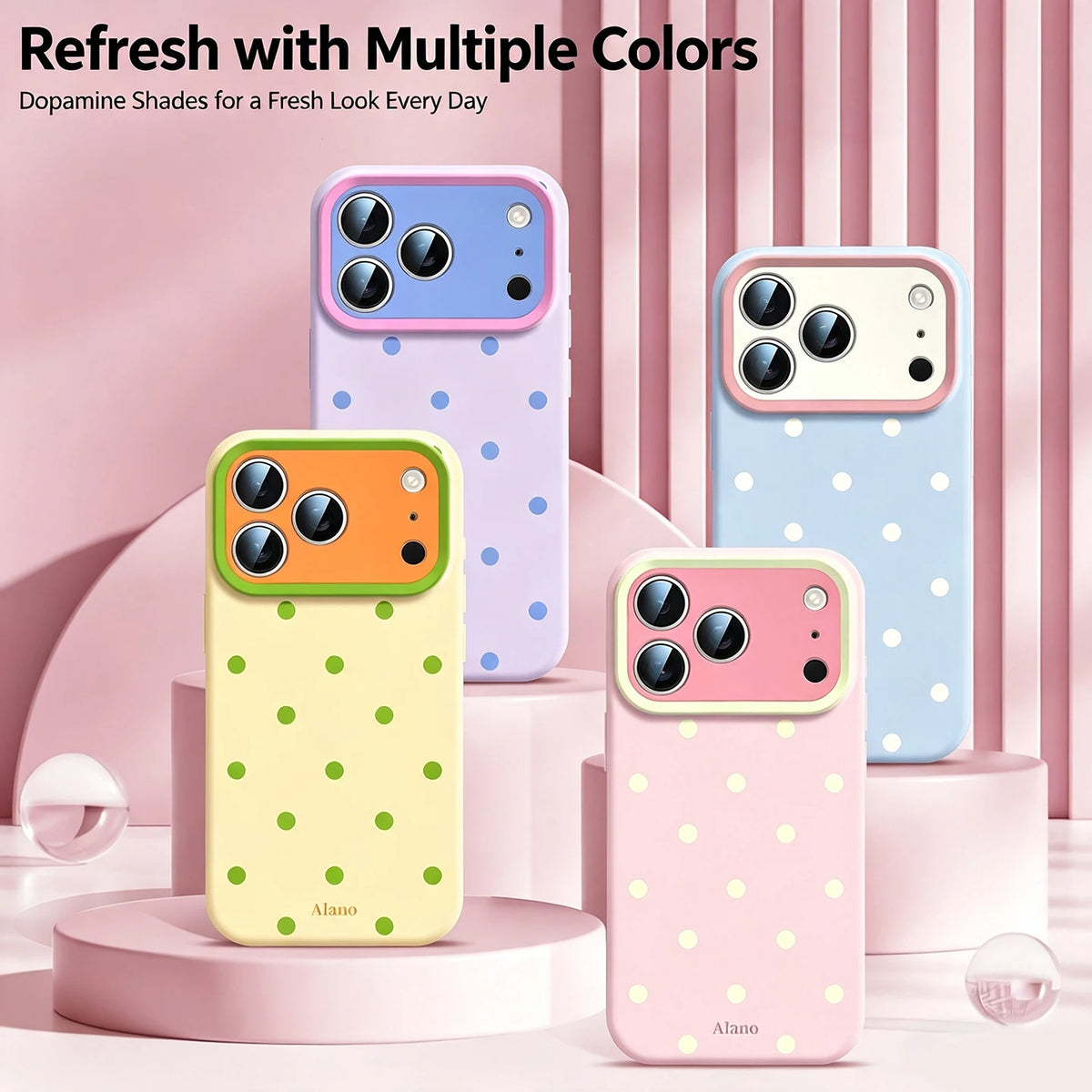 New Liquid Silicone Cute Sweet Pink Polka Dot Phone Case For iPhone 17 16 15 14 13 12 Pro Max Shockproof Magsafe Magnetic Cover