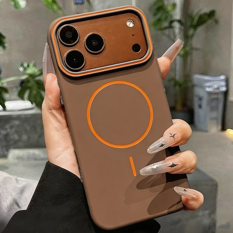 Luxury Simple Magnetic Matte Soft Phone Case For iPhone 18 17 16 15 14 13 Pro Max For MagSafe Wireless Charging Shockproof Cover