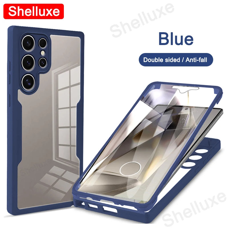 360 Full Body Front+Back Case Shelluxe For Samsung Galaxy S26 S25 Edge S24 S23 Ultra S22 Plus S21 FE Silicone Double Sided Cover
