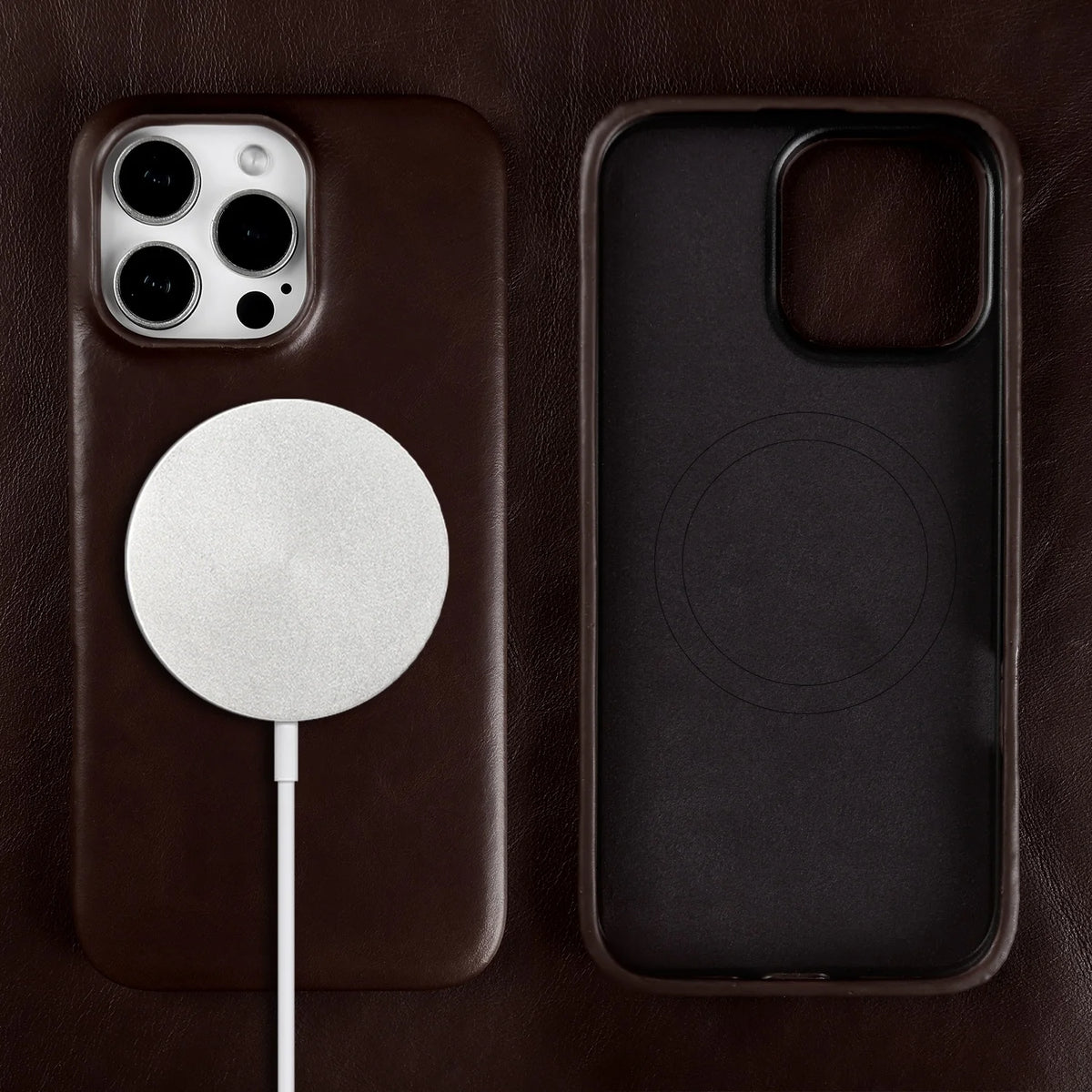 Vintage Full Wrapped Genuine Leather Case for Iphone 18 Pro Max 17 16 15 14 13 12 Business Oil Wax Magnetic Magsafe Phone Cover