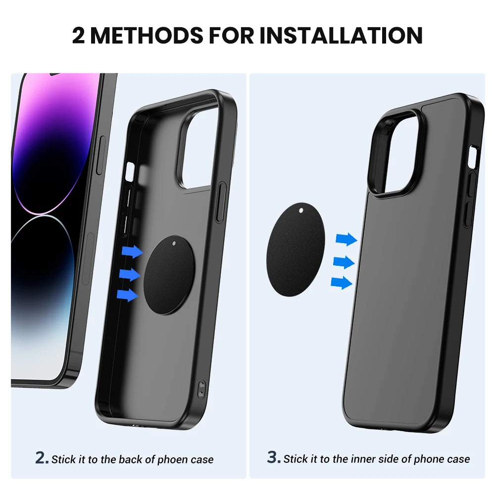 TOPK Universal Metal Plate 4 Pack for Magnetic Phone Car Mount Holder Cradle with Adhesive (Compatible with Magnetic Mounts)