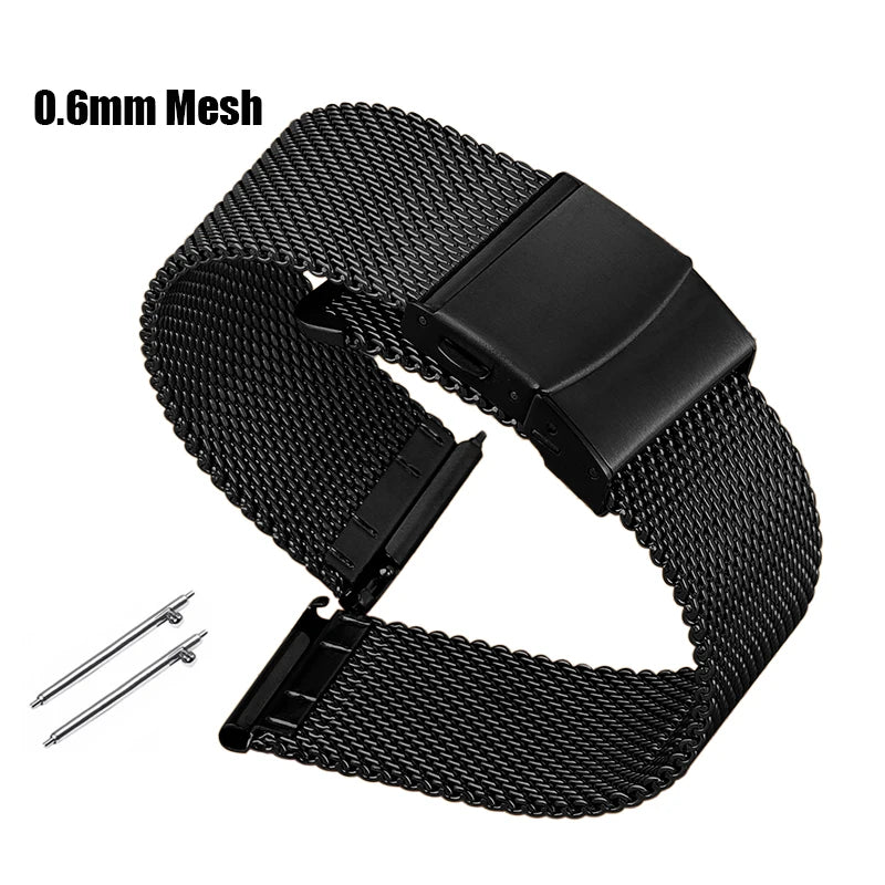 Metal Milanese Strap 1.0mm 0.6mm Mesh Bracelet Stainless Steel Watchband for IWC for Omega 12/14/16/18/20mm 22mm 24mm Wristbands