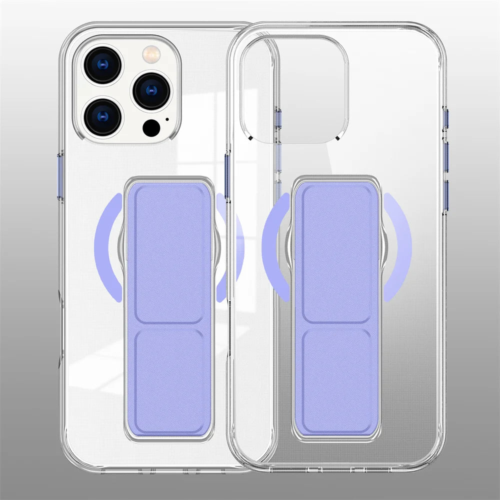 Luxury Folding Wristband Stand Magnetic Phone Case For iPhone 17 18 Pro Max 15 16 Plus 14 13 12 Shockproof Protective Back Cover