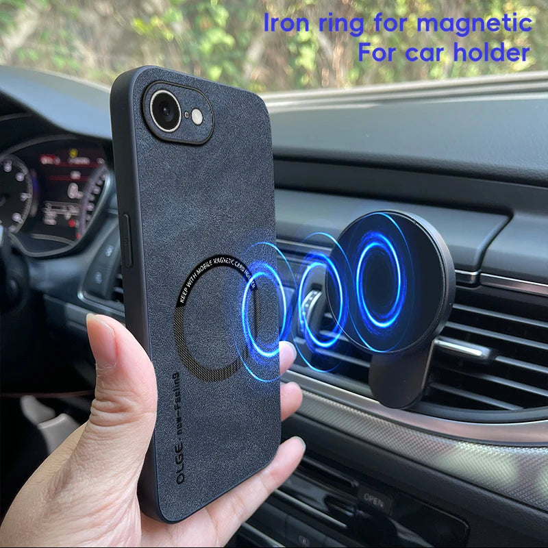 Magnetic Retro Leather Soft Case For iPhone 16E 17E iPhone16E iPhone17E 5G Wireless Charging Phone Case Cover