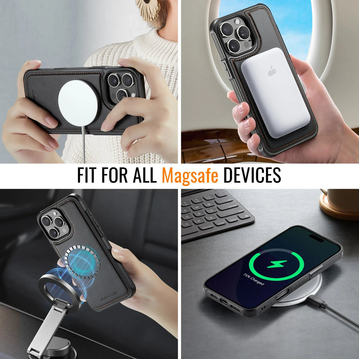 Magnetic 2 in 1 Detachable for iPhone 16/15/14 Pro Max 16 Plus Wallet Case with Card Holder,Magnetic Flip Kickstand Credit Slots