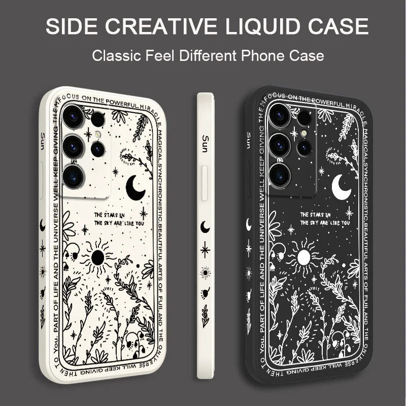 Moon Snowflake Phone Case For Samsung Galaxy S25FE S24 S23 S22 S21 S20 S10 S10E Ultra Plus FE Note 20 Ultra 10 Plus Cover