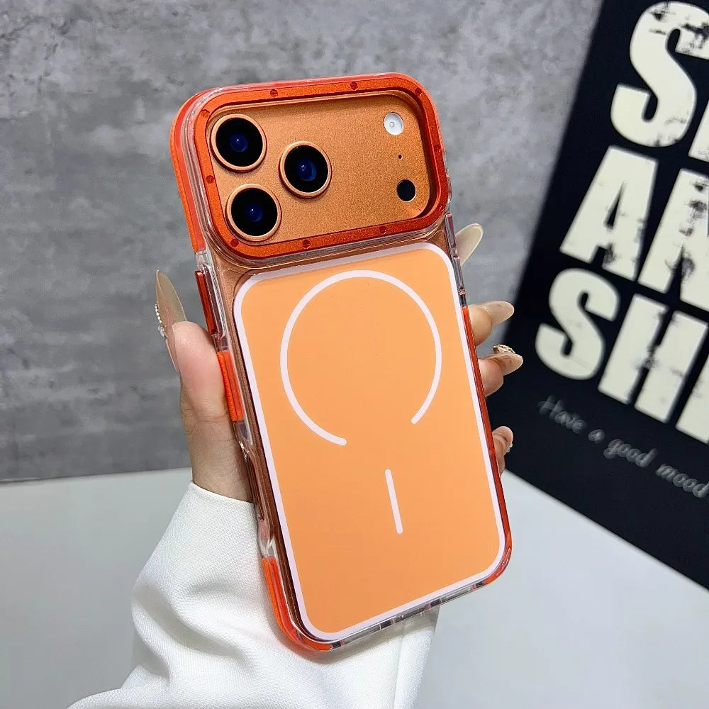 Luxury Two Tone Border Transparent Strong Magnetic Case for IPhone 18 Pro Max 17 Pro 16 15 14 13 12 Pro Max For Magsafe Cover