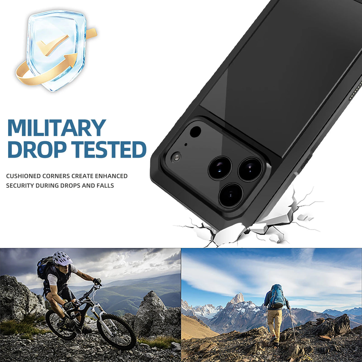 Luxury Heavy Duty Case For iPhone 18 17 16 Pro Max Plus Metal Heavy Duty 360 Full Body Shockproof Armour Protective Cover Fundas